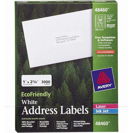 Avery Label, Rcycld, 1X2.6,3000Ct 100PK AVE48460